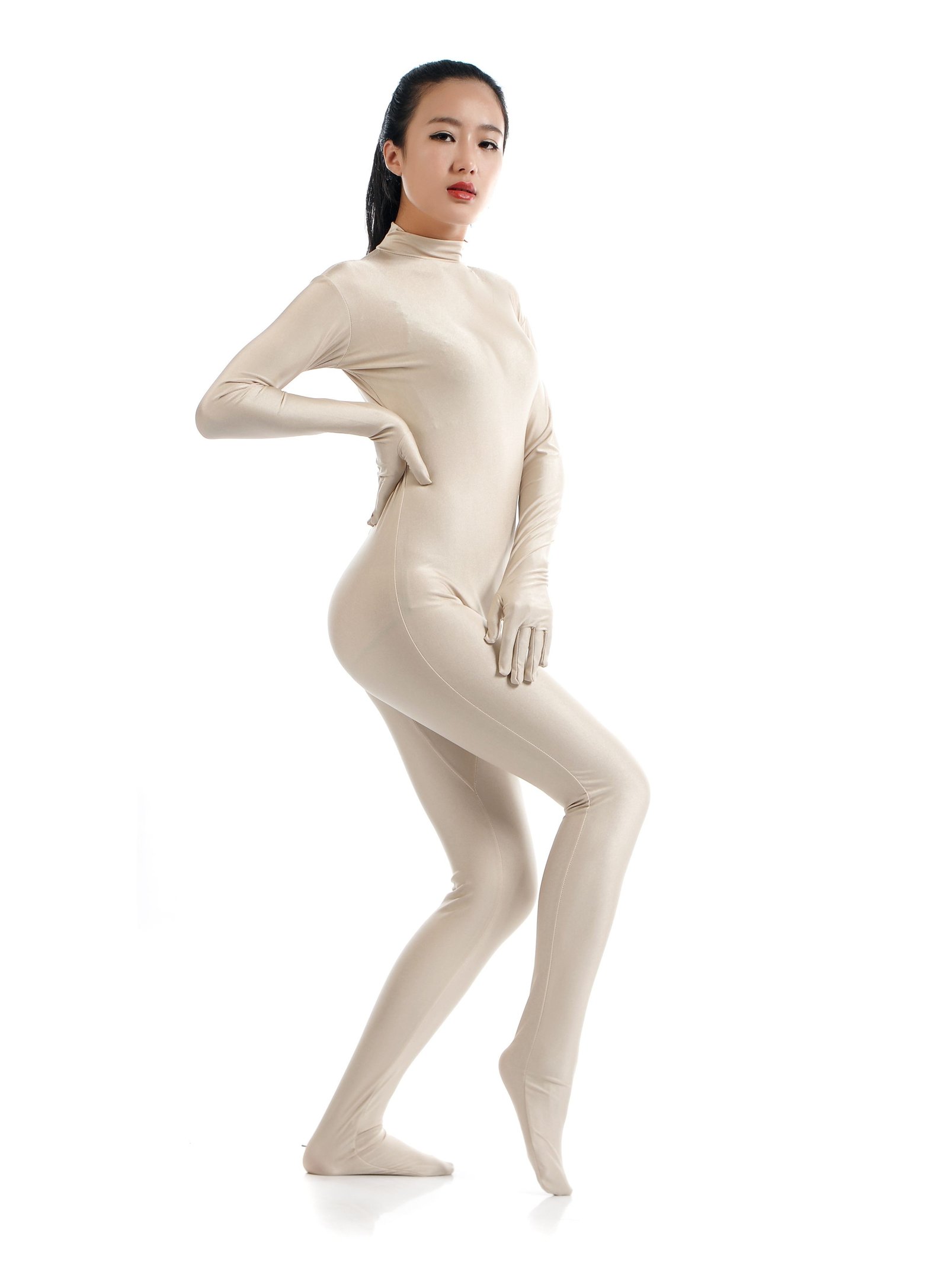 Morphsuit Lycra Spandex Drakt Second Skin Kostyme Dame Hudfarget