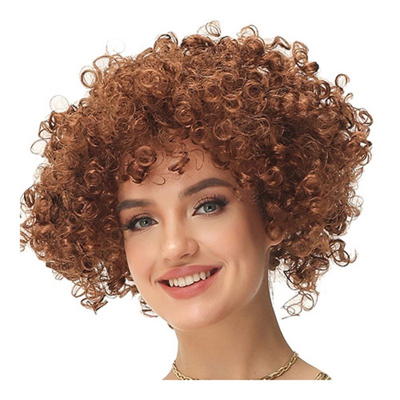 Parykker Voksen Barn 70-80-Talls Disco Hippie Parykk Halloween Carnaval Rockerer Parykk Cosplay Kort Krøllete Brun