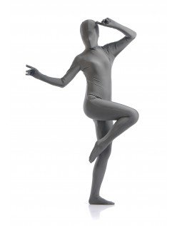 Morphsuit Skinsuit Lycra Spandex Drakt Heldekkende Dame Grå