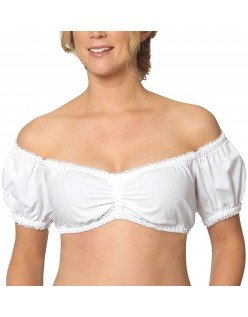 Oktoberfest Dirndl Bluse Hvit Dame Tradisjonell Bayersk Tyroler Topp