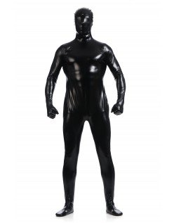 Morphsuits Mann Heldekkende Metallic Skinnende Drakt Svart