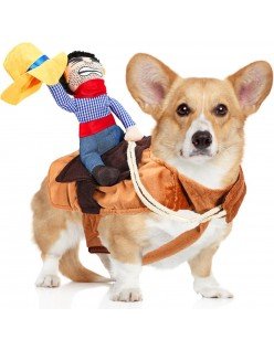 Ridende Cowboy Kostyme til Hund Karnevalskostyme Hundeklær Katteklær