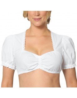 Dirndl Bluse for Kvinner Hvit Bayersk Oktoberfest Tradisjonell Tyroler Topp