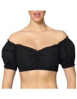 Oktoberfest Dirndl Bluse Svart Dame Tradisjonell Bayersk Tyroler Topp