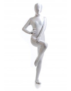 Morphsuit Skinsuit Lycra Spandex Drakt Heldekkende Dame Hvit