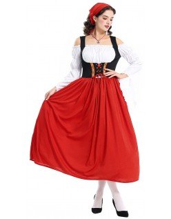 Savner Swiss Oktoberfest Kostyme Lang Tyroler Kjole Viktoriansk Stuepikekostyme