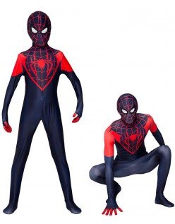 Miles Spiderman Kostyme Animert Spider Man Into the Spider Verse Superheltekostymer Barn Voksne