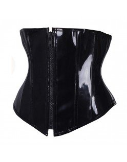 Svart Korsett PVC Lær Underbust Korsett 