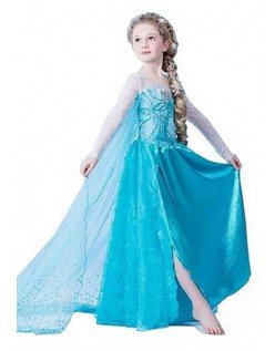 Dronning Elsa Frozen Kjole Barn Sequin Blue