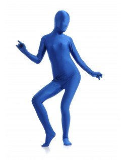 Morphsuit Skinsuit Lycra Spandex Drakt Heldekkende Dame Blå