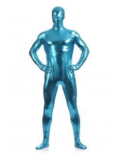 Morphsuits Mann Heldekkende Metallic Skinnende Drakt Blå Grønn