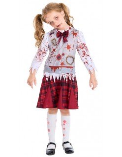 Halloween Jenter Vampyr Zombie Kostyme Barn Skolejentekostyme