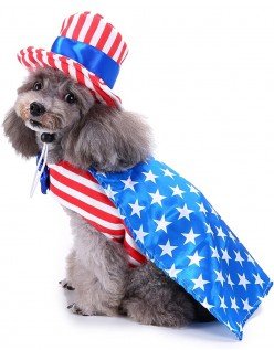 USA Flagg Hund Kostyme For Gutter Ferie Katteklær Med Hatt Hundeklær