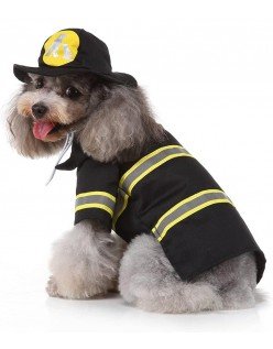 Brannmann Hund Kostyme Katteklær Halloween Cosplay Brannmann Uniform til Hund/Katt