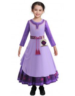 Asha Kostyme for Barn Lilla Prinsessekjole Halloween Festkjoler