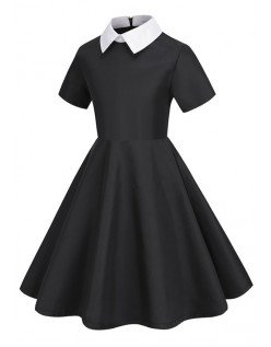 Sort Wednesday Addams Kostyme til Barn Skolejente Kjole