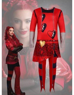 Evie Kostyme för Barn Röd Kostym Descendants 4 The Rise of Red Kostyme