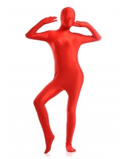 Morphsuit Skinsuit Lycra Spandex Drakt Heldekkende Dame Rød