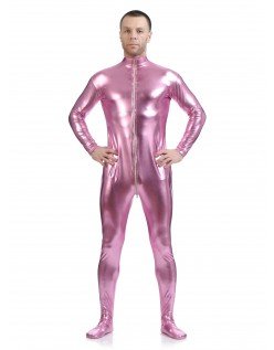 Metallisk Skinsuits Herre Morphsuits Uten Hette Rosa