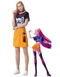 Deluxe Kpop Demon Hunters Mira Kostyme for Voksne Barn Cosplay Demon Hunters Kostymer Mira Parykk