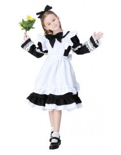 Alice i Wonderland Barn Søt Lolita Stuepike Kostyme Svart