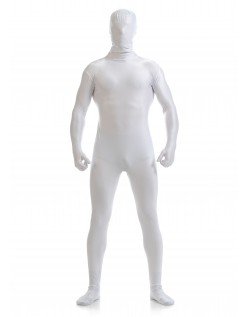 Morphsuit Skinsuit Lycra Spandex Drakt Heldekkende Herre Hvit