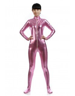Metallisk Skinsuits Dame Morphsuits Uten Hette Lyserød