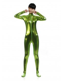 Metallisk Skinsuits Dame Morphsuits Uten Hette Grønn